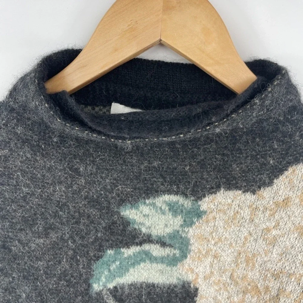 Vince‎ Brushed Floral Alpaca-Wool-Blend Funnel Neck Sweater Women's Sz XS